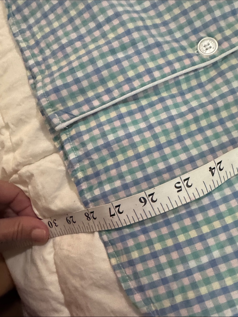Petite Plume Woman’s Short Sleeve Blue Gingham Shirt Set - Picture 7 of 8